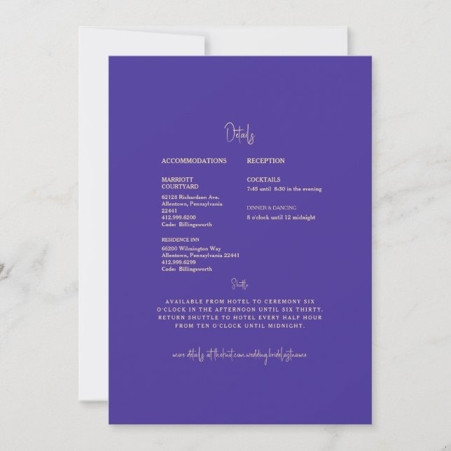 Invitación Detalles de Boda Mandala Royal Blue (Anverso)