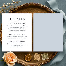 Invitación Detalles de Boda Minimalista Elegante Azul Polvori