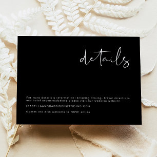 Invitación Detalles de Boda Minimalista Moderna Negra y Blanc