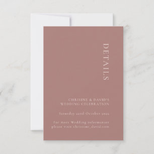 Invitación Detalles de Boda Minimalista Rosa Polvorienta Tarj
