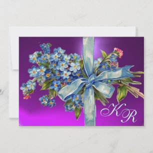 Invitación DETALLES DE BODA MONOGRAMA OLVIDAME NO azul morado