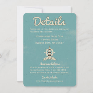 Invitación Detalles de Boda Náutica Azul Turquesa Faro