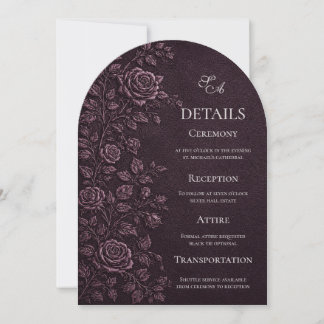 Invitación Detalles de Boda Rosa Relieve Falso Ciruela Oscura