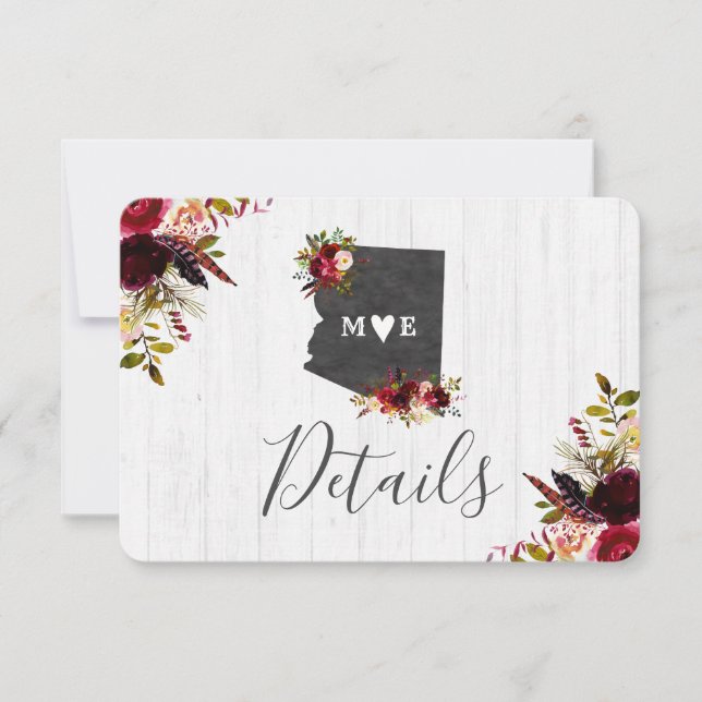 Invitación Detalles de Boda Rústica en Arizona (Anverso)