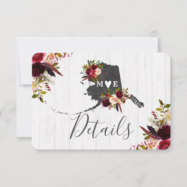 Invitación Detalles de Boda Rústica en el Destino del Estado  (Anverso)