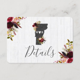Invitación Detalles de Boda Rústica en Vermont