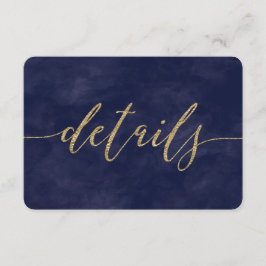 Invitación Detalles de boda sencillos de acuarela navy y hoja