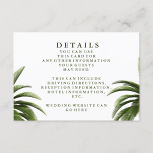 Invitación Detalles de Boda Verde con Palma Tropical