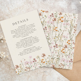 Invitación Detalles de Boho Wildflower Beige Garden Wedding