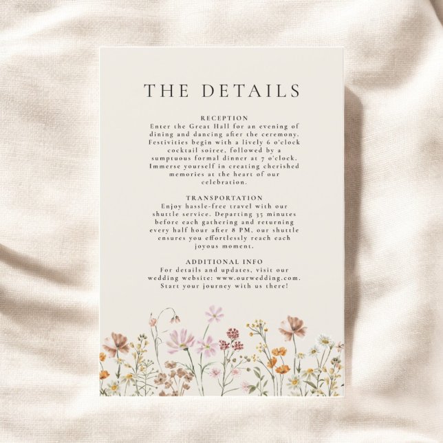 Invitación Detalles de Boho Wildflower Beige Garden Wedding (Subido por el creador)