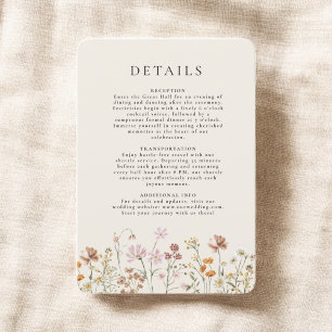 Invitación Detalles de Boho Wildflower Beige Garden Wedding