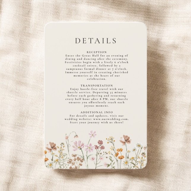 Invitación Detalles de Boho Wildflower Beige Garden Wedding (Subido por el creador)
