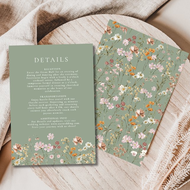Invitación Detalles de Boho Wildflower Sage Green Garden Wedd (Subido por el creador)