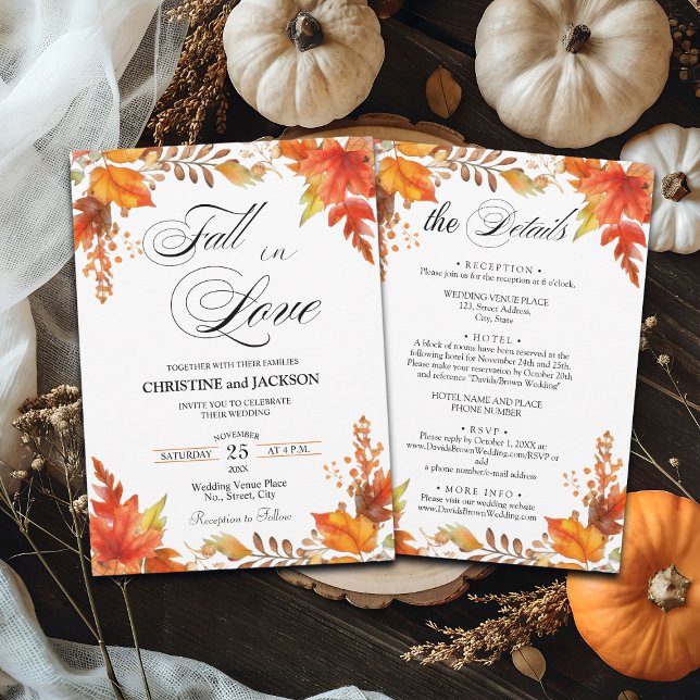 Invitación Detalles de caída en el amor para Boda floral Back (Subido por el creador)