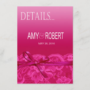 Invitación Detalles de cinta y encaje fucsia de Amy Bows