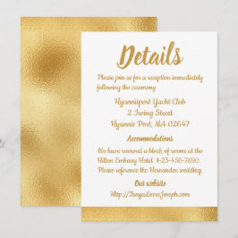 Invitación Detalles de Direcciones de Boda de Oro Elegante