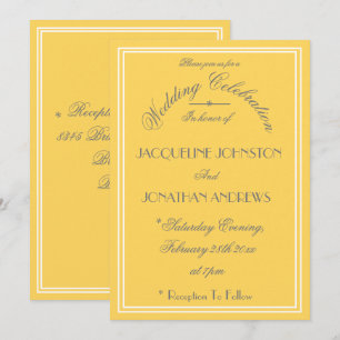 Invitación Detalles de escritura elegante gris de boda amaril