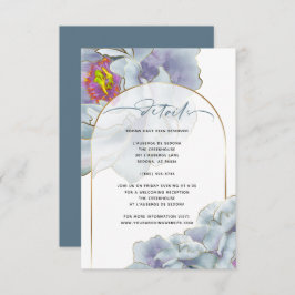 Invitación Detalles de floral floral exótica azul y laguna