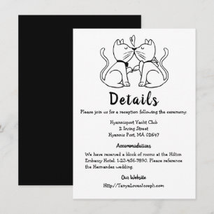 Invitación Detalles de Gatos Boda Negro Blanco Gatos Lindos M
