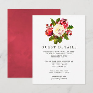 Invitación Detalles de Invitado de Boda de Navidad con Flor d