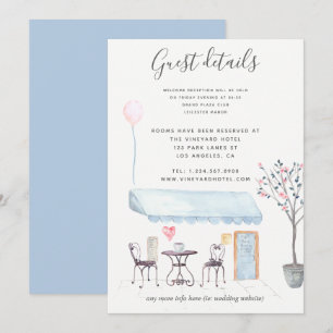 Invitación Detalles de invitado de boda de París con floral a