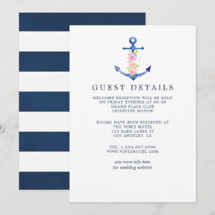 Invitación Detalles de Invitados de Boda con Tema Náutico Acu