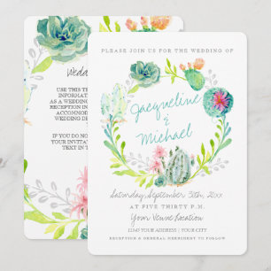 Invitación Detalles de la acuarela correcta del cactus del de