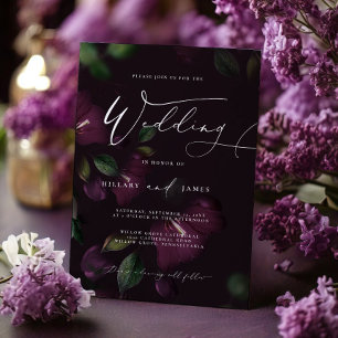 Invitación Detalles de la Bloom Púrpura de Doble Lado Moody Q