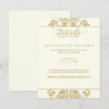 Detalles de la boda con damasco de marfil y oro