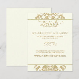 Invitación Detalles de la boda con damasco de marfil y oro