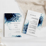 Invitación Detalles de la boda de destino náutico azul y<br><div class="desc">Este Blue Nautical Destination Wedding Details and Invitation design pares blanco elegante y clásico con sorprendentes olas oceánicas de color azul real oscuro como un bello telón de fondo para sofisticados detalles de tipografía minimalista y escritura boho. Perfecto para una moderna estética náutica de lujo, con un estilo único de...</div>