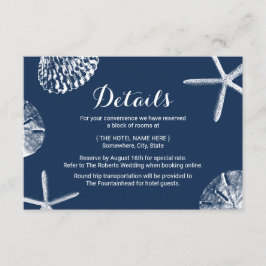 Invitación Detalles de la boda de la Marina Blue Seashells Be