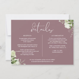Invitación Detalles de la Boda de Verde y Malva Información
