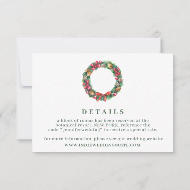 Invitación Detalles de la boda del ramo de invierno (Anverso)