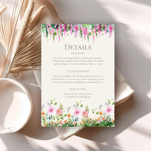 Invitación Detalles de la boda en el prado de flores silvestr