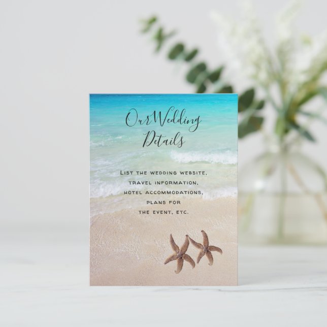 Invitación Detalles de la Boda en la Playa de la Estrella de  (Anverso de pie)