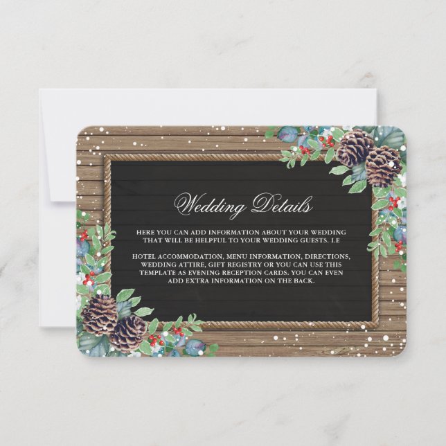 Invitación Detalles de la boda invernal de Navidades de paíse (Anverso)