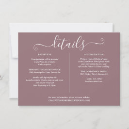 Invitación Detalles de la Boda Mauve Información