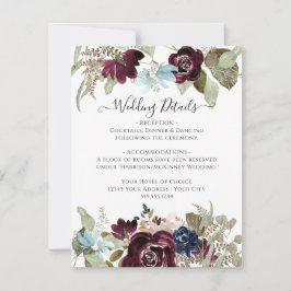Invitación Detalles de la elegante boda de otoño con flores d