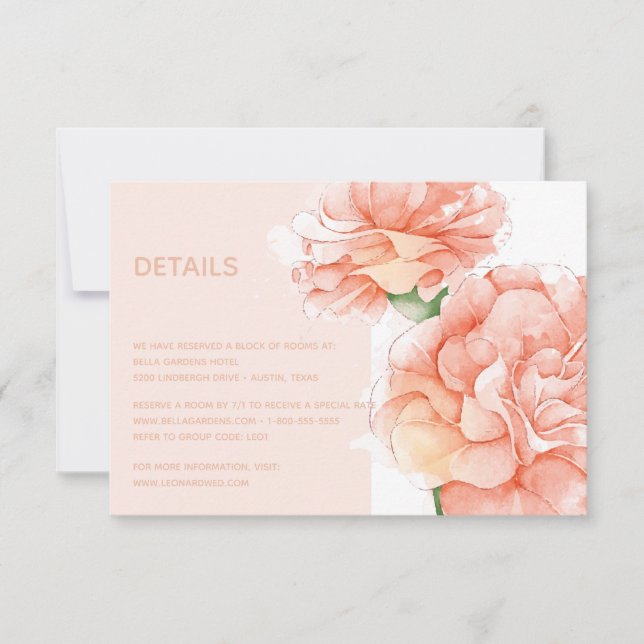 Invitación Detalles de la elegante boda floral moderna (Anverso)