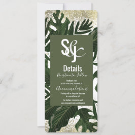 Invitación Detalles de la Esplash de Oro Monstera Tropical Fa