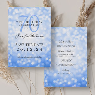 Invitación Detalles de la fecha de salvamento del Bokeh Azul 