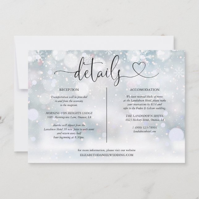 Invitación Detalles de la información del guión del corazón d (Anverso)