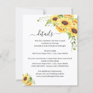 Invitación Detalles de la Moda del Sunflower Floral Boho inse