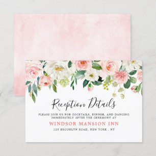 Invitación Detalles de la recepción botánica de Rubor Pink Fl