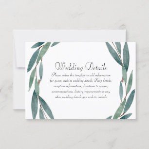 Invitación Detalles de la recepción de boda Corona de Hoja Bo