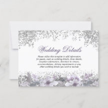 Detalles de la recepción de boda floral púrpura co