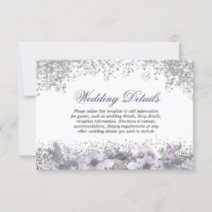 Invitación Detalles de la recepción de boda floral púrpura co