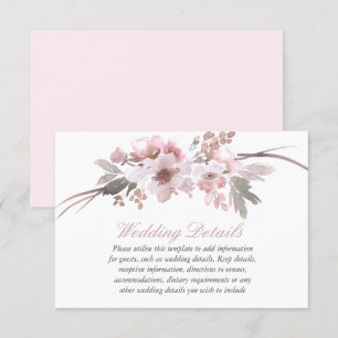 Invitación Detalles de la recepción de boda floral rosa y gri