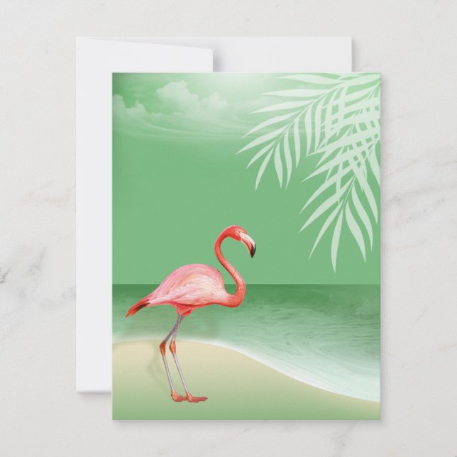Invitación Detalles de la recepción de la playa Flamingo | ja (Anverso)